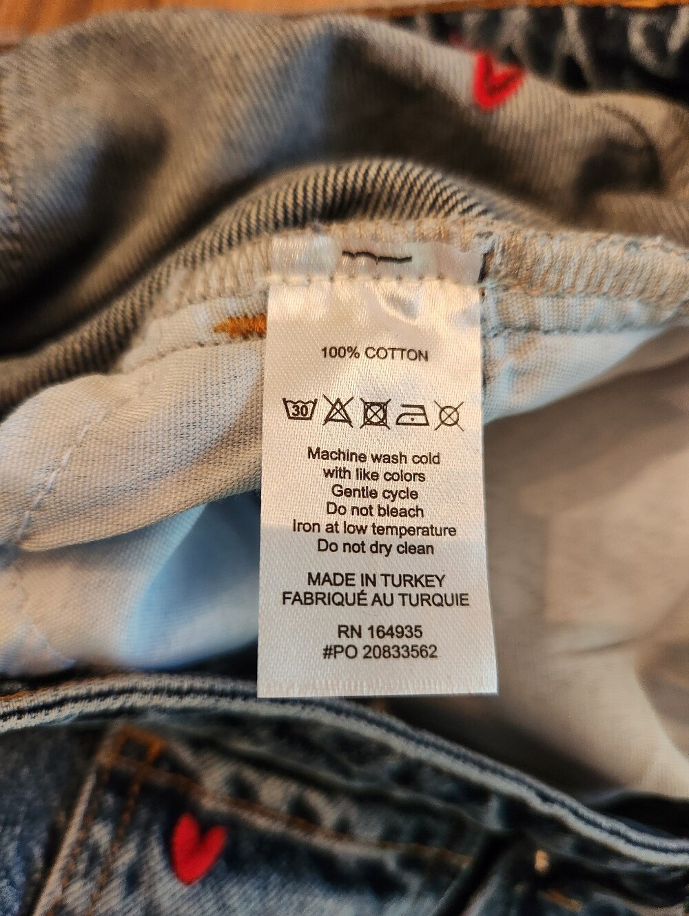 Frances Valentine Andy Sweetheart Heart Embroidered Raw Hem Jeans Size 12 - Picture 7 of 7